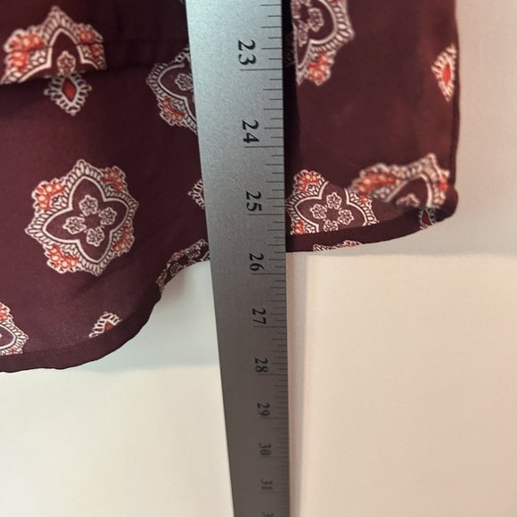 Papermoon Size M Womens Blouse Larie Crew Neck Burgundy Print Loose Sleeves -NEW - Picture 8 of 8